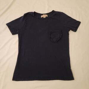 Philosophy Navy Blue Short Sleeve Top with Ruffle Pocket